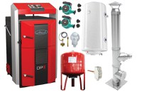 Pachet basic Cazan (centrala) pe combustibil solid, Attack DPX Standard cu gazeificare, 35 kW, cos inox, boiler, vas expansiune, 2 pompe circulare, vana sts, termostat imersie si termostat contact - 1