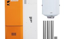 Pachet Centrala pe peleti Fornello Slimpell Easy 25 kw, arzator inox, pompa de circulatie, pompa electronica Grundfos, A+, Boiler Termoelectric Fornello 100l, kit evacuare 100 mm, 3,5 metri si reductie 100 -120 mm