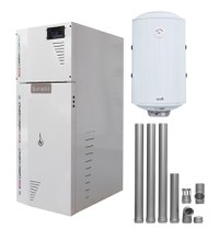 Pachet Centrala termica compacta pe peleti Fornello Rossi Camino Compact 25 kw, pompa de circulatie, vas expansiune, tiraj fortat, Ecodesign, A+, Boiler Termoelectric Fornello 100l si kit evacuare 80 mm, 3,5 metri - 1