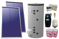 Pachet sistem solar presurizat, 2x Panou Plan Sunsystem Select PK SL CL NL 2.15 m², Boiler cu 2 serpentine Eldom FV30067S21, 9000 W, 300 l, grup pompare, controller, vas expansiune, antigel, aerisitor 1/2 - 1