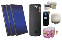 Pachet sistem solar presurizat, 3 x panou Sunsystem PК SL FP 2.0, Boiler 2 serpentine 300 litri, controller, vas expansiune, grup pompare, aerisitor 1/2, antigel - 1