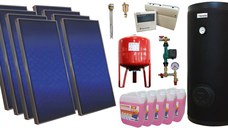 Pachet sistem solar presurizat, 8 panouri solare plane Sunsystem PК SL FP 2.0, Boiler cu 2 serpentine Fornello SOL 800 LT 2S, controller, vas expansiune, grup pompare, aerisitor 1/2, antigel