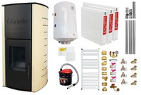 Pachet Termosemineu pe peleti Fornello Michelle 12 kW, echipat cu pompa, vas expansiune, automatizare, Boiler, kit evacuare 3.5 ml, Aspirator Cenusa, Termostat Salus 091FLRFV2, Calorifere si Fitinguri - 1