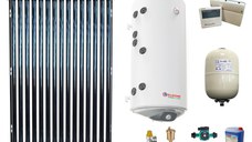 Sistem solar presurizat, panou Fornello 15 Tuburi Heat Pipe, boiler cu 2 serpentine si rezistenta electrica Eldom 150 litri, pompa 25-60, controller, vas expansiune, antigel, supapa 1/2, aerisitor 1/2