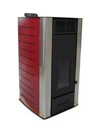 Termosemineu centrala pe peleti Fornello Premium W22, 22 kw, complet echipat cu pompa de circulatie, vas de expansiune, supapa siguranta, telecomanda, culoare Bordeaux, arzator peleti din fonta, pentru suprafete pana la 150 mp - 1