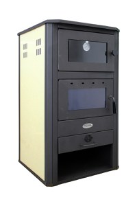 Termosemineu pe lemne, brichete si carbune Fornello MILANO E, 24 KW, cuptor de incalzit mancarea, Ivory, 580x560x1060 mm - 1