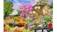 Puzzle din lemn - Springtime Cottage - 200 piese