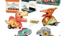 Set 4 masini - Dinozauri captivi in custi interactive