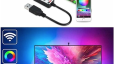 Banda Smart Led RGB continua 2m ambientala TV USB bluetooth cu controler remote din telefon