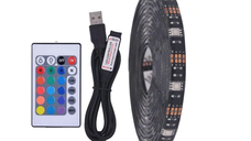 Kit banda LED RGB pentru TV lungime 5 m telecomanda inclusa