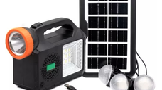 Kit solar camping GD 102 cu 3 becuri boxa BT radio powerbank 5000mAh