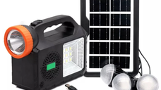 Kit solar de iluminare GD Times GD-102, 3 becuri, boxa BT, radio, 80W