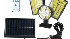 Lampa solara cu 3 casete COB reglabile senzor de miscare si 120 LED