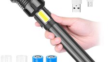 Lanterna cu Led si Acumulator F226-P120 Metalica cu Led P120 Puternic Iluminare de Urgenta si Functie Power Bank