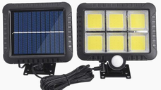 Proiector solar 128 LED 6 COB cu senzor și telecomandă