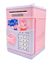 Pusculita pentru copii cu functie ATM cod pin si seif Roz/Alb Peppa Pig - 1