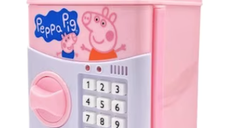 Pusculita pentru copii cu functie ATM cod pin si seif Roz/Alb Peppa Pig