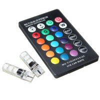 Set 2 Becuri T10 LED 12v RGB Cu Telecomanda Auto RU - 1