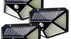 Set 3 Lampi ULTRA 100 LED Solare cu senzor de miscare si lumina 3 moduri ILUMINARE