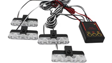 Set 4 lumini de averizare LED 36W cu stroboscop rosu / albastru