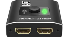 Splitter Switch HDMI cod QZ8Q2 8K cu 2 x HDMI 2.1 60/120 Hz la 1 x HDMI