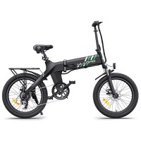 Bicicleta electrica pliabila Ulzomo Ridge 20 E-bike, 250W, 36V 15.6Ah, autonomie 60km, viteza maxima 25km/h, Black, 20'' - 1