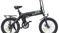 Bicicleta electrica pliabila Ulzomo Ridge 20 E-bike, 250W, 36V 15.6Ah, autonomie 60km, viteza maxima 25km/h, Black, 20''