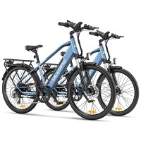 Bicicleta electrica Ulzomo Metro 26 E-bike, 250W, 36V 17Ah, autonomie 100km, viteza maxima 25km/h, Blue, 26'' - 4