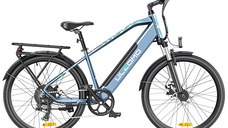 Bicicleta electrica Ulzomo Metro 26 E-bike, 250W, 36V 17Ah, autonomie 100km, viteza maxima 25km/h, Blue, 26''