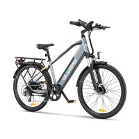 Bicicleta electrica Ulzomo Metro 26 E-bike, 250W, 36V 17Ah, autonomie 100km, viteza maxima 25km/h, Gray, 26'' - 2