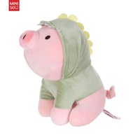 Jucarie de plus MINISO Sitting Piglet Plush Toy with Dinosaur Hoodie - 2