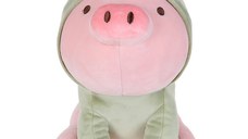 Jucarie de plus MINISO Sitting Piglet Plush Toy with Dinosaur Hoodie