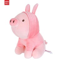 Jucarie de plus MINISO Sitting Piglet Plush Toy with Rabbit Hoodie - 2