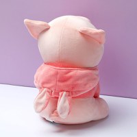 Jucarie de plus MINISO Sitting Piglet Plush Toy with Rabbit Hoodie - 5