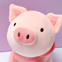 Jucarie de plus MINISO Sitting Piglet Plush Toy with Rabbit Hoodie - 8