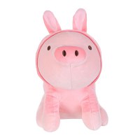 Jucarie de plus MINISO Sitting Piglet Plush Toy with Rabbit Hoodie - 1