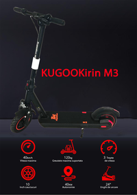 KUGOO Trotineta electrica Kirin M3 (G1), Negru, Viteza maxima 40km/h, Autonomie 40km, Motor 500W, acumulator 36V 13Ah - 16