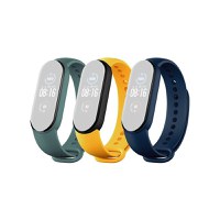 Set 3 curele pentru Bratara fitness Xiaomi Mi Band 5 - Verde, Galben si Albastru inchis - 1