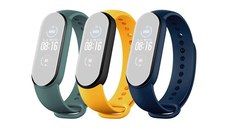 Set 3 curele pentru Bratara fitness Xiaomi Mi Band 5 - Verde, Galben si Albastru inchis