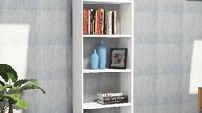 Biblioteca cu etajere carti, Homs Design, alb, 160 x 50 x 20 cm, PAL