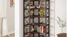 Biblioteca pentru colt din metal si pal melaminat 200x60x60x24 cm