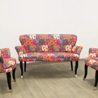 Canapea 2 persoane cocktail Relax Homs textil portocaliu - 1