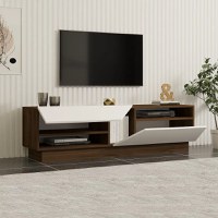 Comoda televizor Coza pentru living culoare alb si nuc, 160 cm - 1