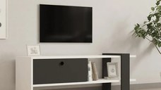 Comoda TV, Funda, alb si antracit, 120 cm