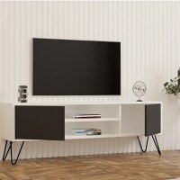 Comoda Tv Hare pentru living culoare alb si antracit,140 cm - 1