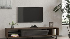 Comoda tv Maira pentru living culoare nuc si antracit 160 cm