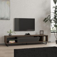 Comoda tv Maira pentru living culoare nuc si antracit 160 cm - 1