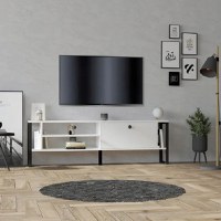 Comoda Tv Vanessa living culoare alb cu negru 160 cm - 1