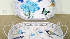 Set 2 tavi servire metal Birds Homs 39 x 34 x 9 cm