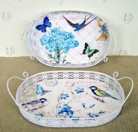 Set 2 tavi servire metal Birds Homs 39 x 34 x 9 cm - 1